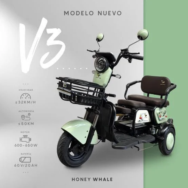 Motocicleta, Tricimoto Eléctrica Honey Whale Mod: V3 . - Imagen 3